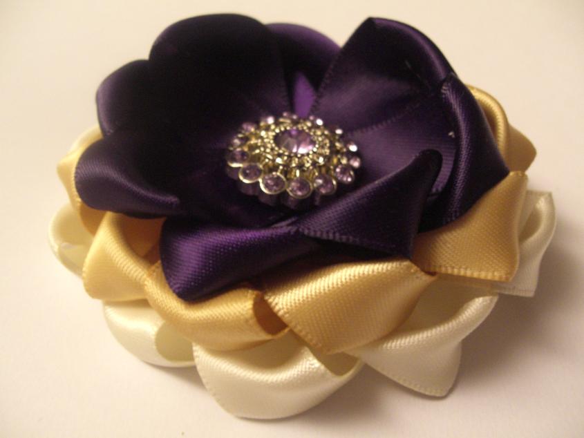 Make a triple layer rosette flower with satin ribbon