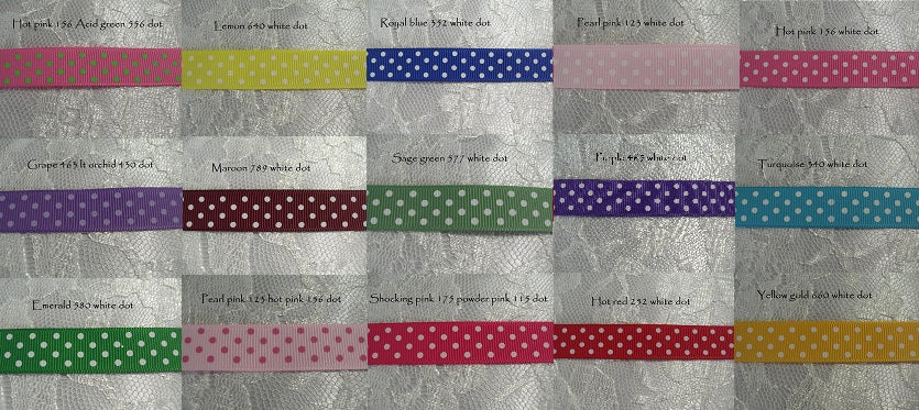 16mm Dot printed grosgrain ribbon Australia