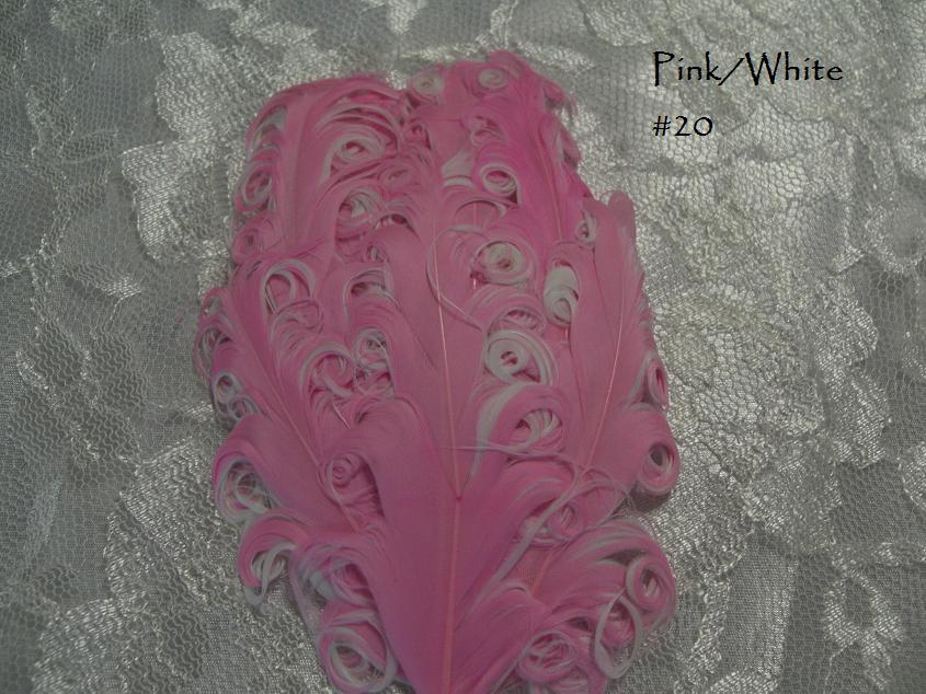 Nagorie curly feather Hackle pads #20 pink/white FAULTY
