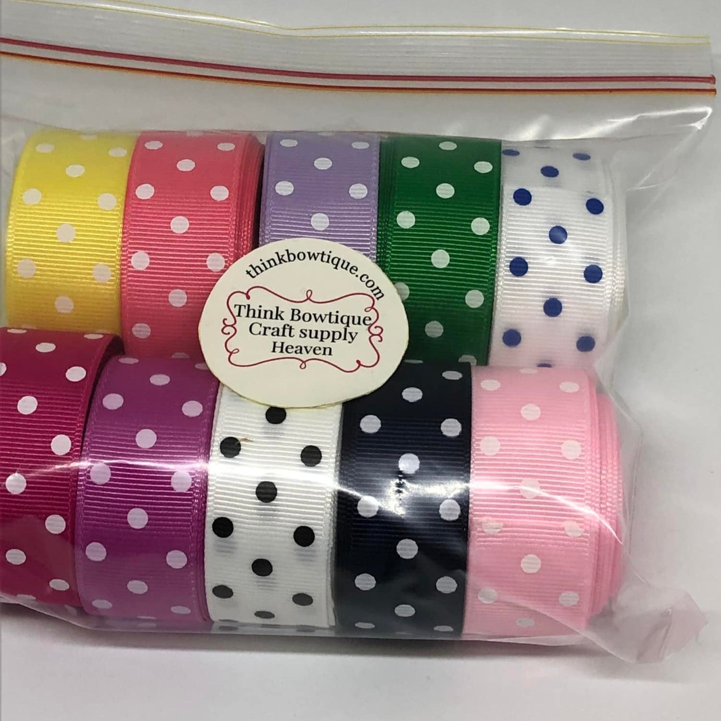 22mm Dot printed grosgrain ribbon