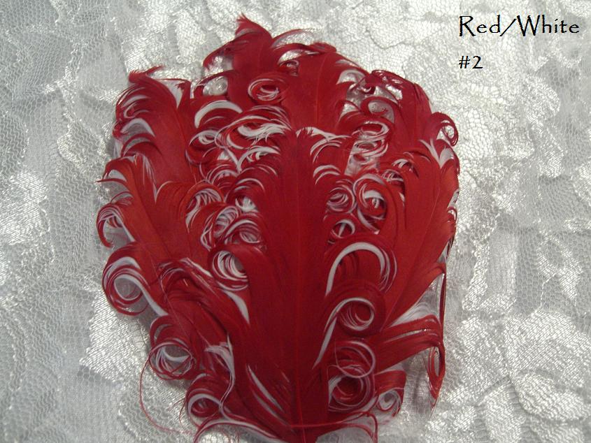 Nagorie curly feather Hackle pads #2 red white