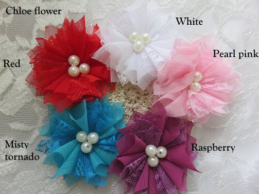 6.5cm Chloe chiffon pearl flower