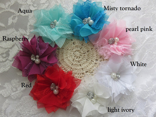 6.5cm Emily chiffon beaded flower