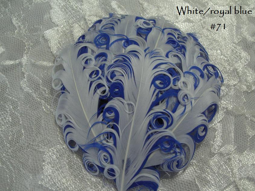 Nagorie curly feather Hackle pads #71 white/royal blue