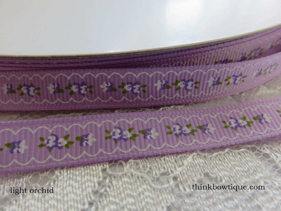 9mm floral printed grosgrain ribbon 5 metres