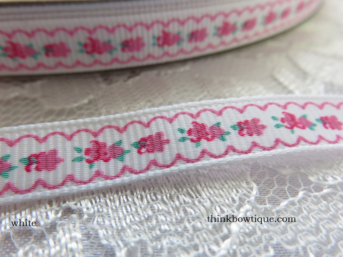 9mm floral printed grosgrain ribbon 5 metres