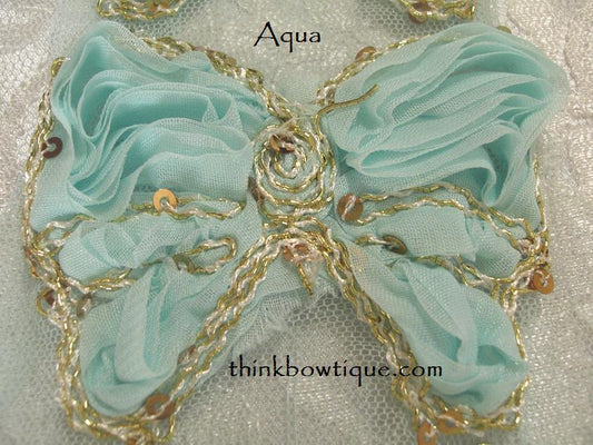 Chiffon fabric sequin butterflys