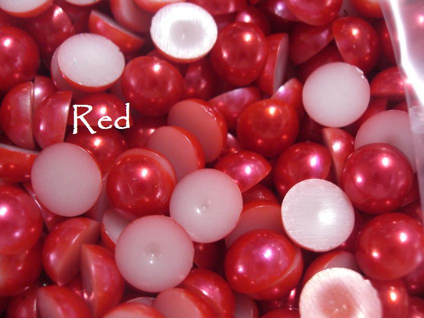 Red 8mm Flat back pearls Pack 50 Australia