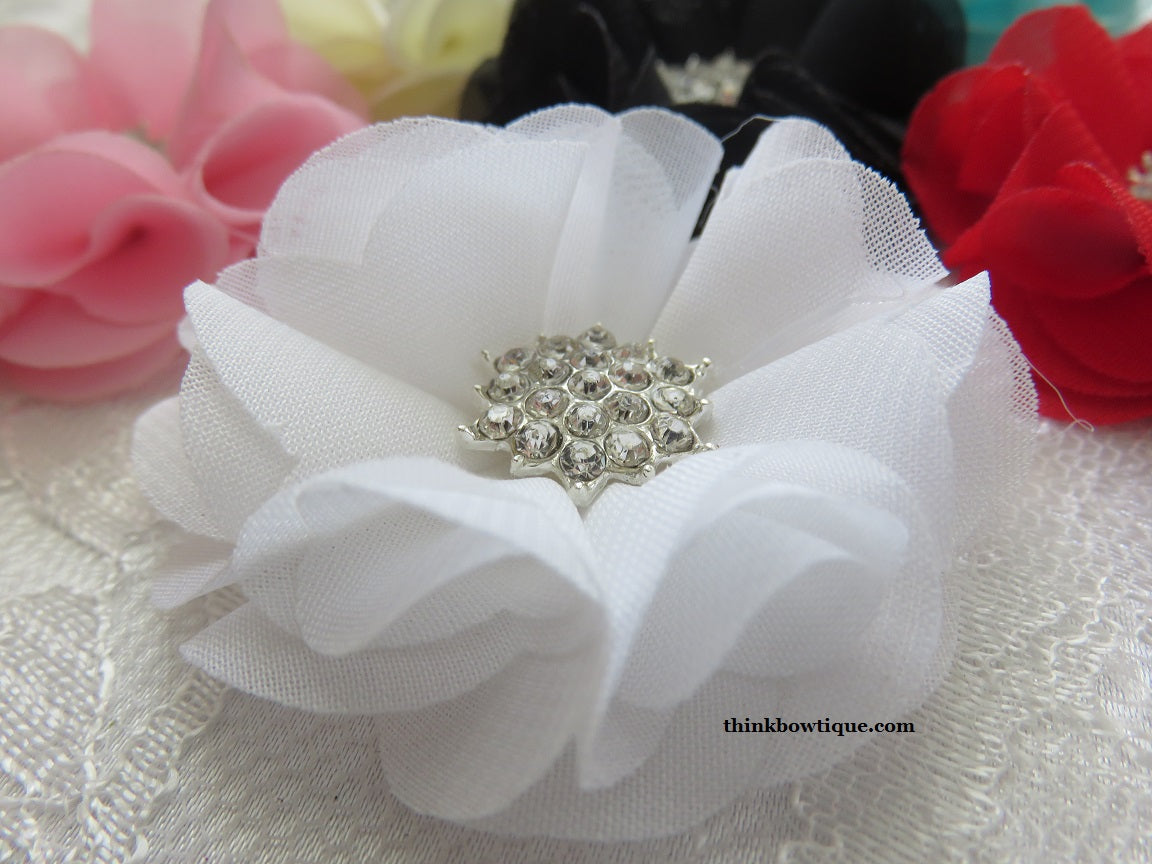 Lauren 5cm Chiffon rhinestone flower