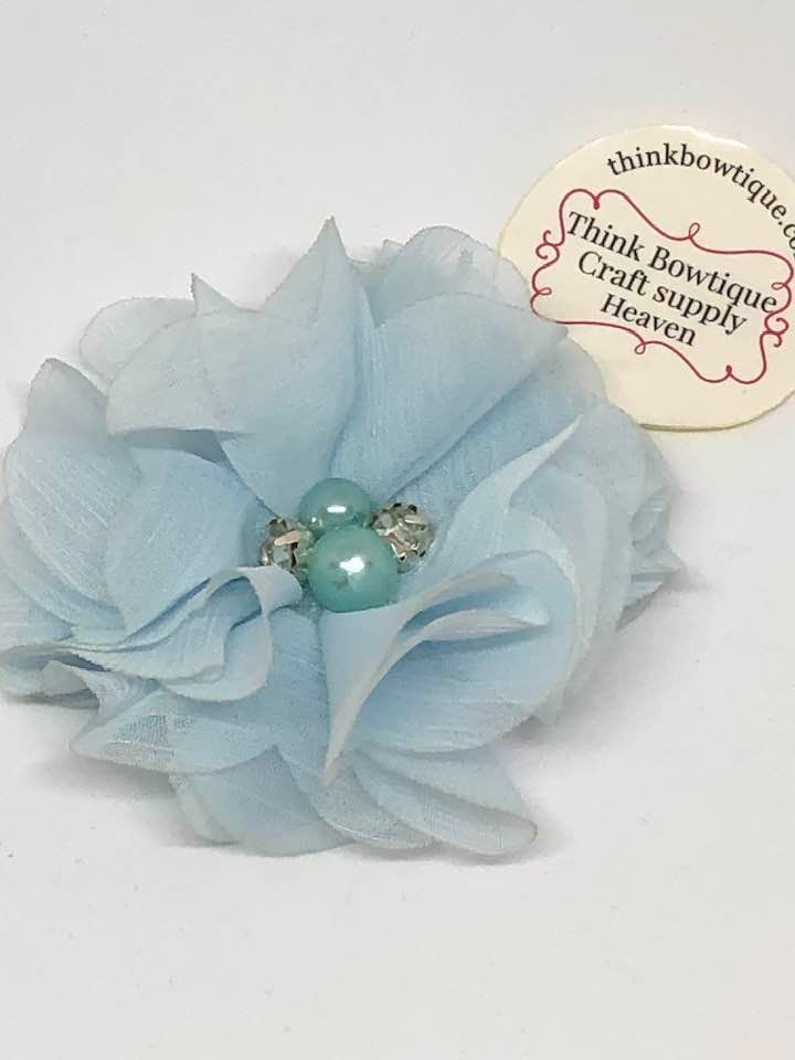 Tiffany chiffon rhinestone and pearl flower
