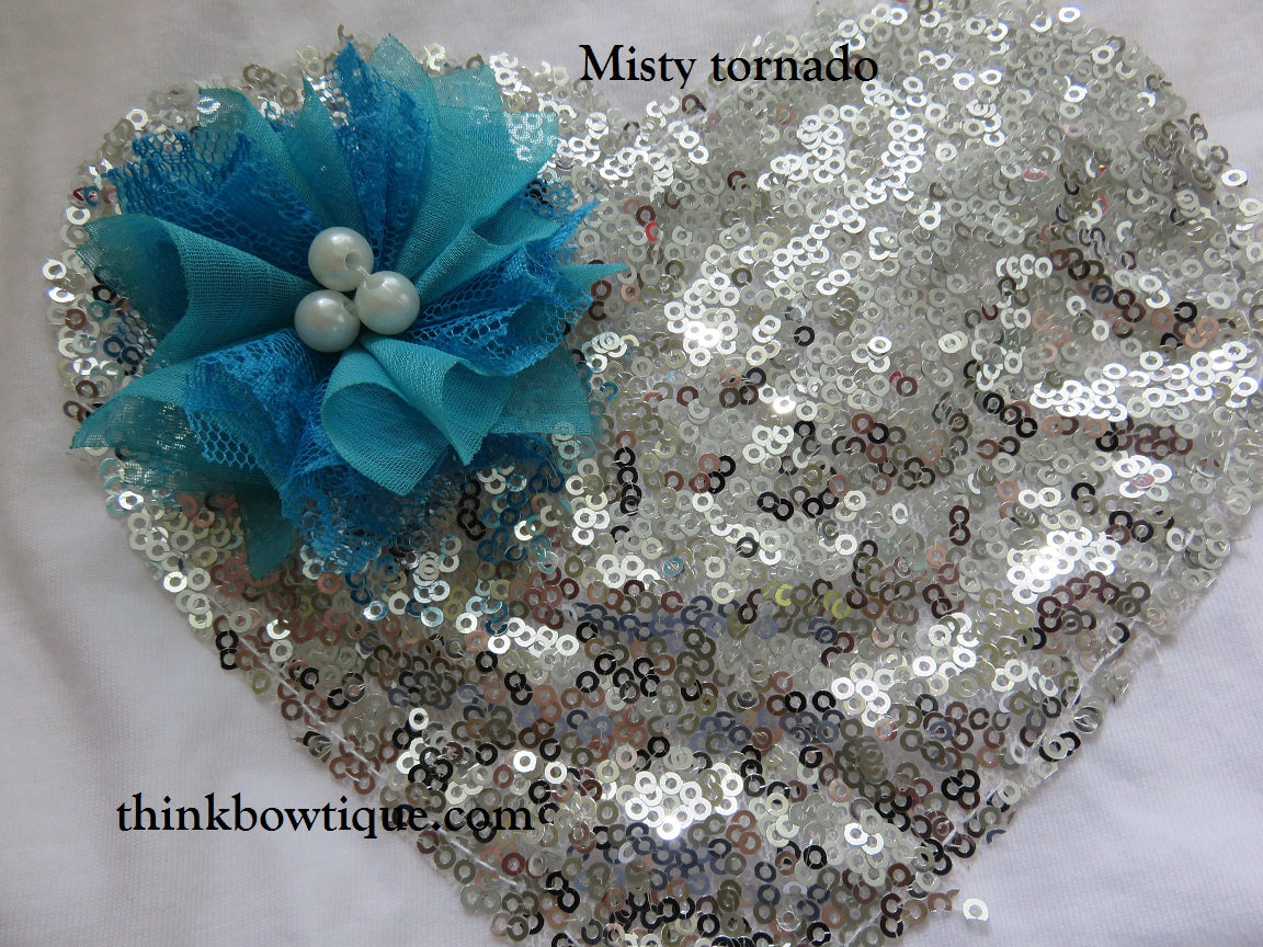 6.5cm Chloe chiffon pearl flower