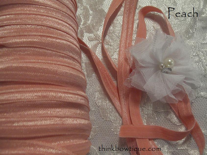 Peach 9mm 3/8 FOE (fold over elastic Australia