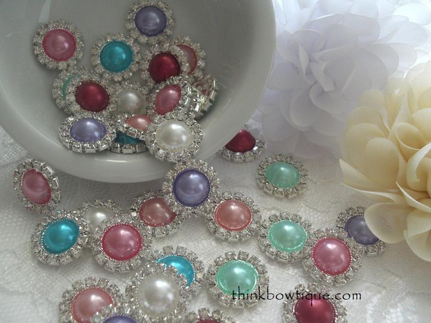 20mm Metal rhinestone and pearl flatback embellishment