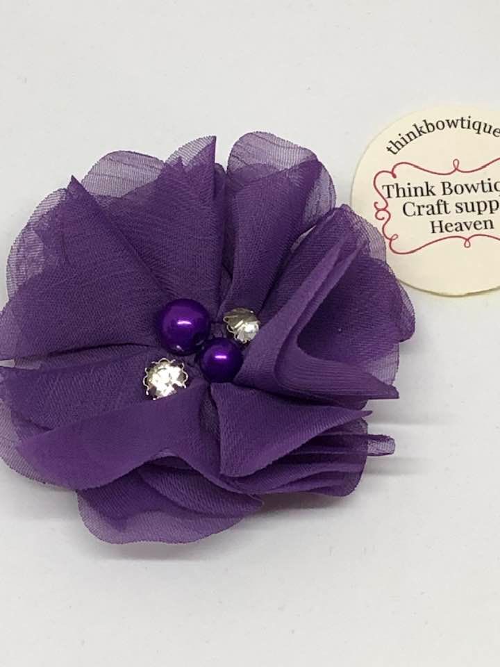 Tiffany chiffon rhinestone and pearl flower
