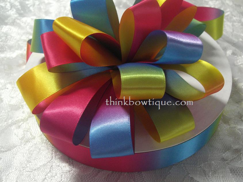 25mm Printed Double sided satin Rainbow ribbon 90 metres Australia