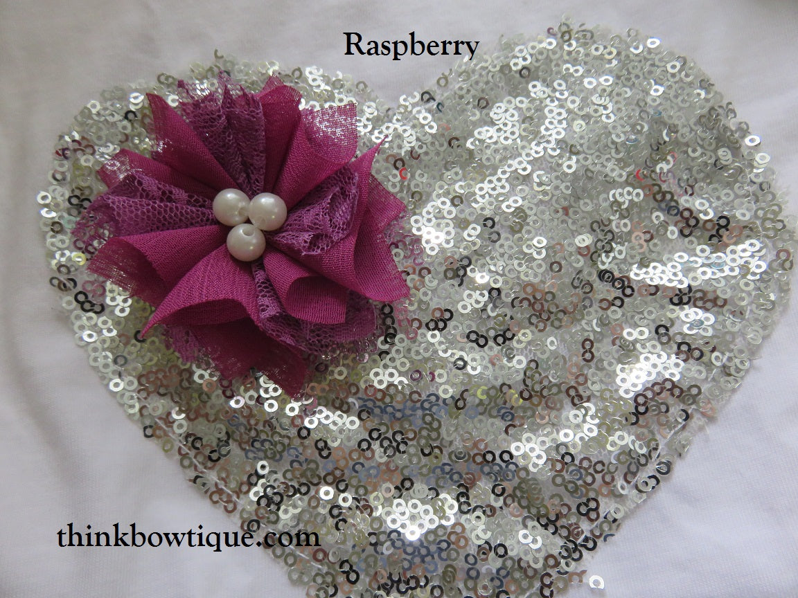 6.5cm Chloe chiffon pearl flower