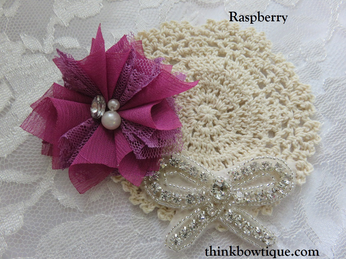 6.5cm Emily chiffon beaded flower