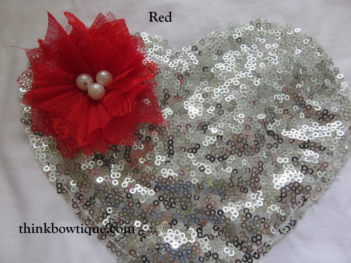 6.5cm Chloe chiffon pearl flower