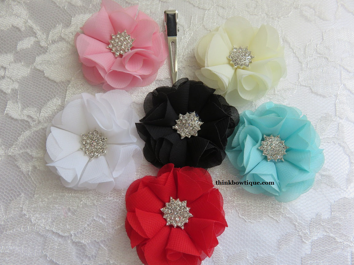 Lauren 5cm Chiffon rhinestone flower