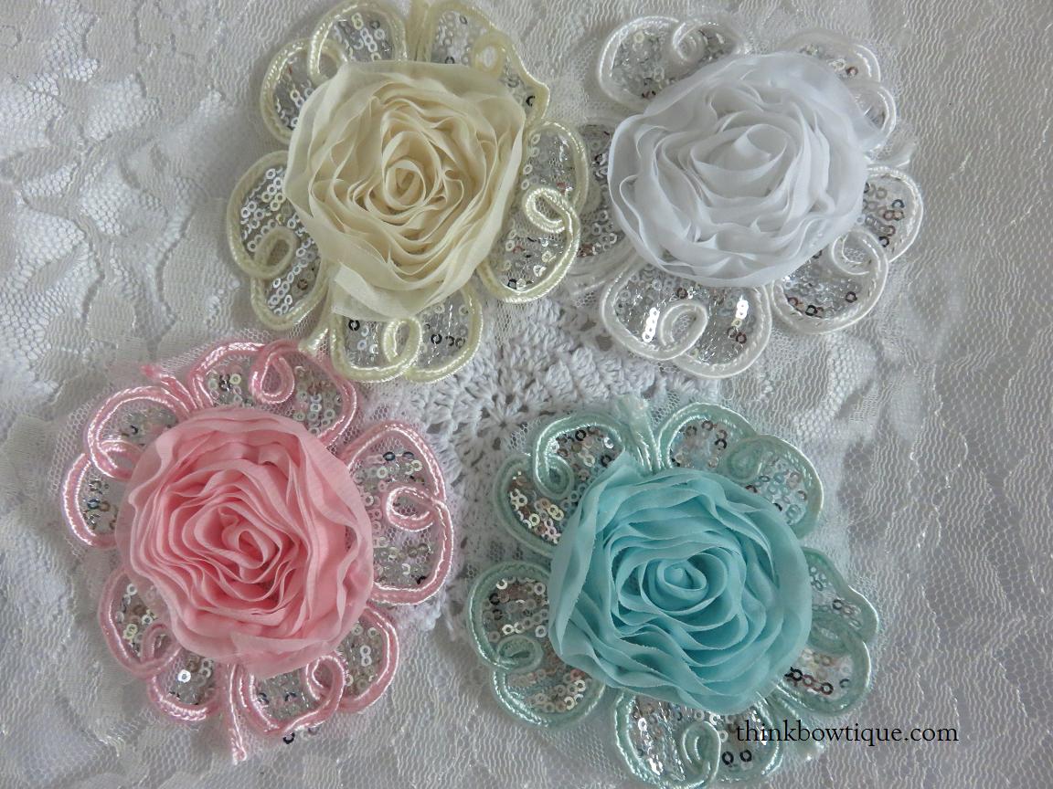 Round applique sequin flowers