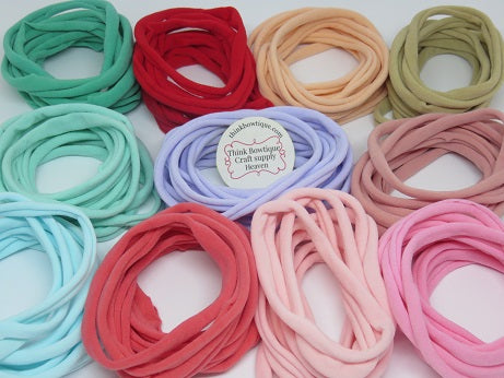 Soft skinny nylon headbands pack of 10 one colour