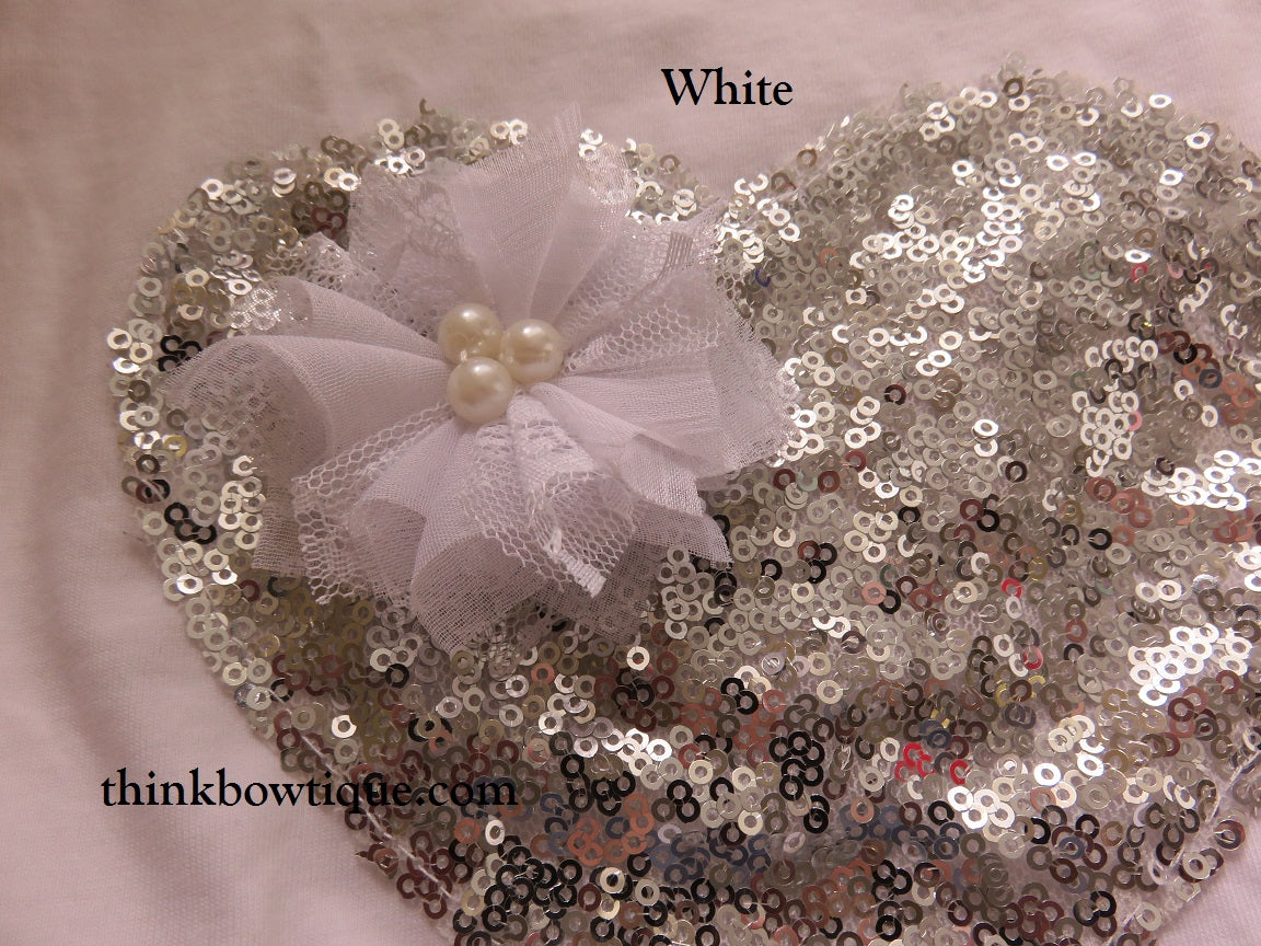 6.5cm Chloe chiffon pearl flower