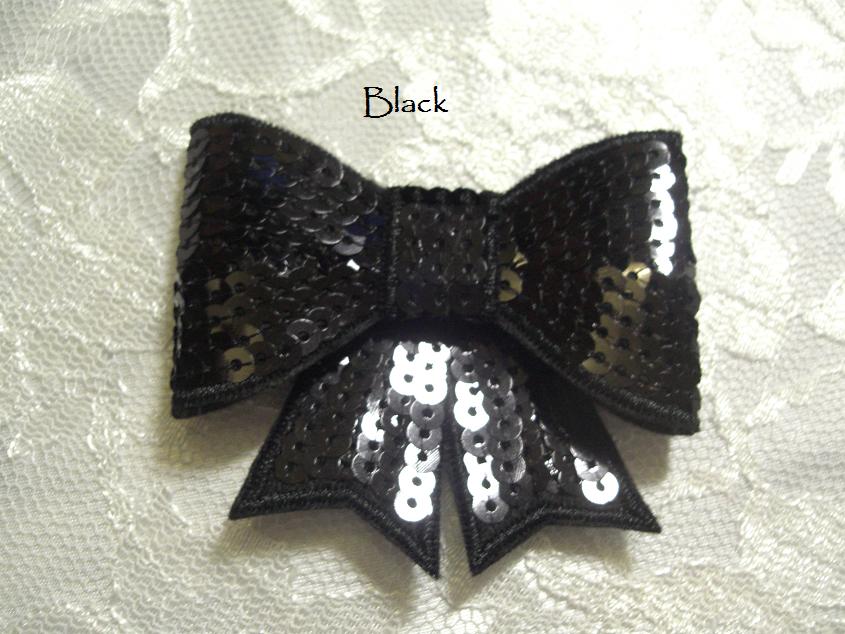 Black 7cm Sequin Bow Australia