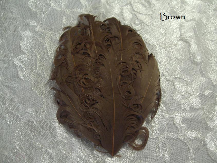 Nagorie curly feather Hackle pads #brown