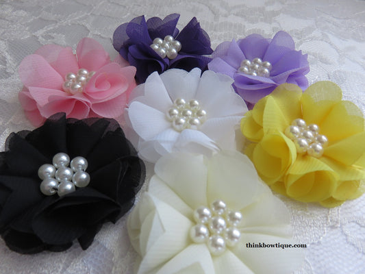 5cm Chiffon pearl flower