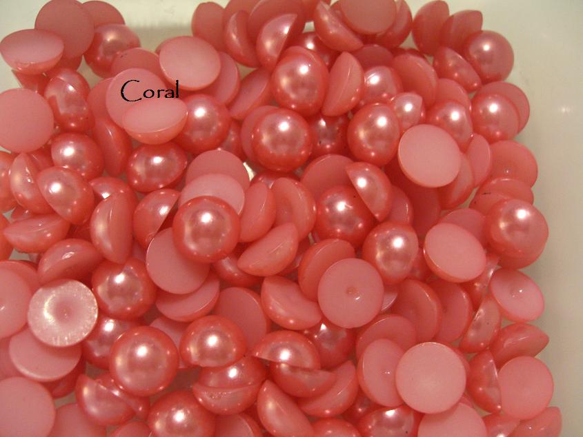Coral 8mm Flat back pearls Pack 50 Australia