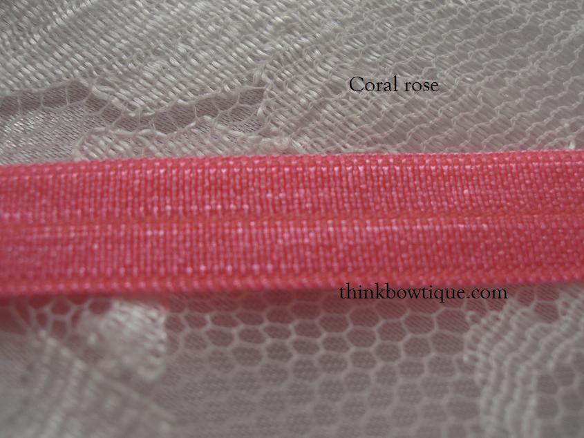 Coral rose 9mm  3/8 FOE (fold over elastic Australia