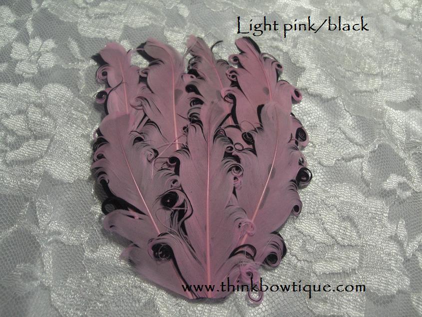 Nagorie curly feather Hackle pads light pink/black FAULTY