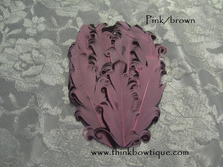 Nagorie curly feather Hackle pads pink/brown FAULTY