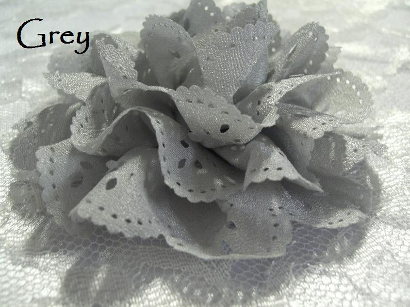 Grey 9cm lace flower Australia