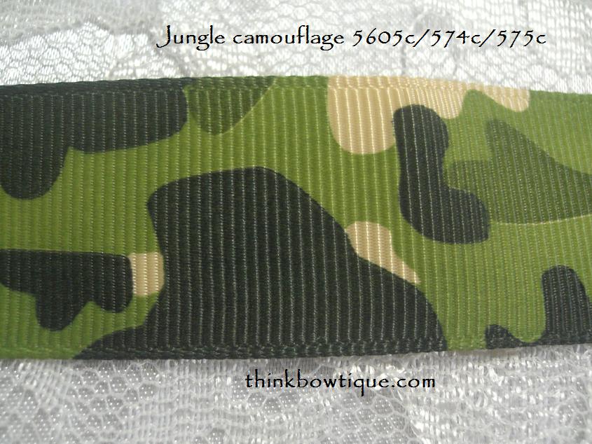 9mm Camouflage Jungle printed grosgrain ribbon 5 metres
