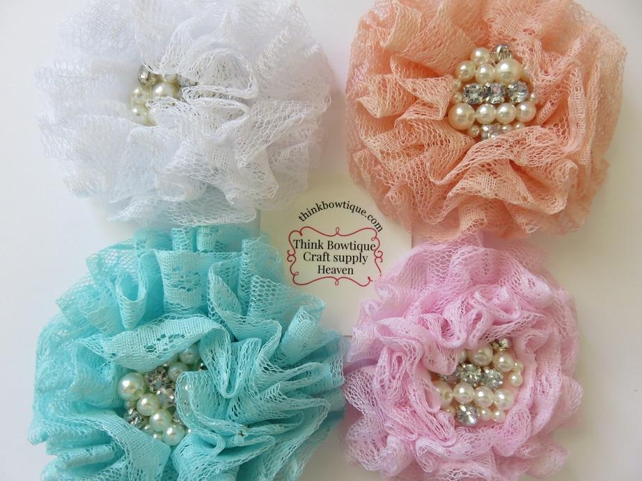 Lace Parisian rhinestone and pearl flower
