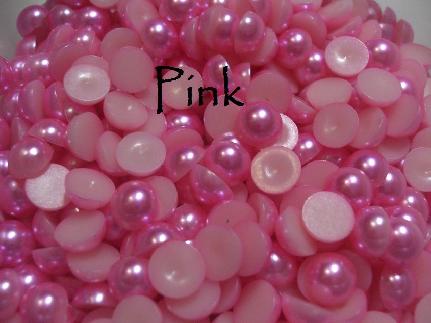 Pink 8mm Flat back pearls Pack 50 Australia