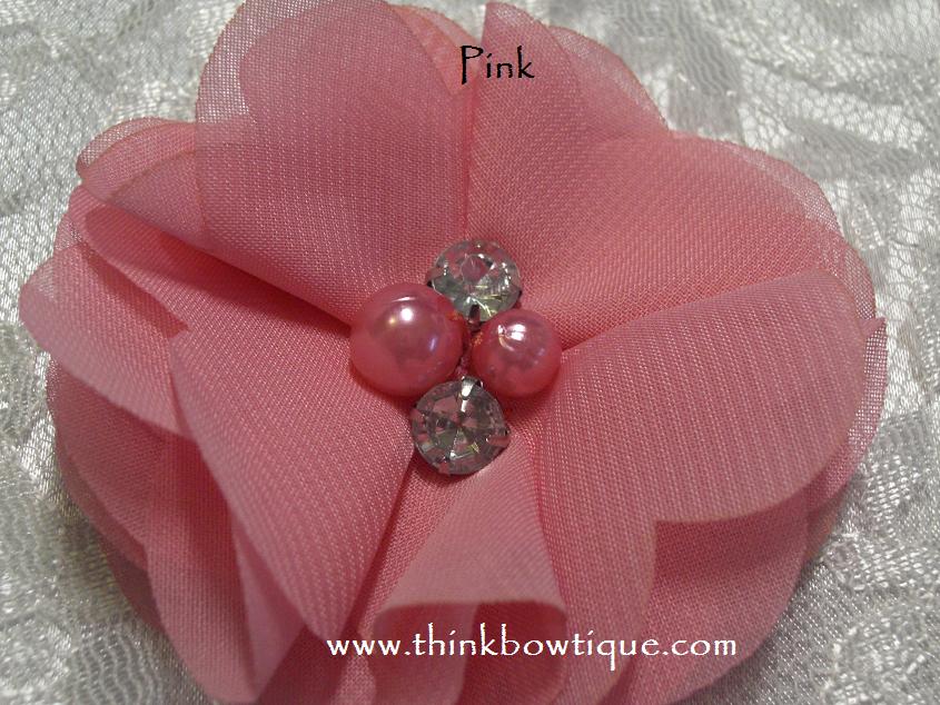 Tiffany chiffon rhinestone and pearl flower