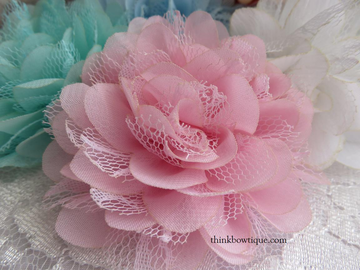 8cm Dahlia chiffon lace flower