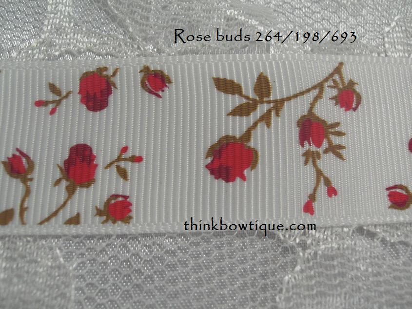 9mm Rose bud 264/198/693 printed grosgrain ribbon 5 metres