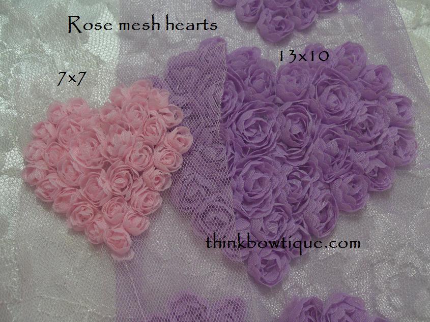 7cm x 7cm Rose mesh hearts small