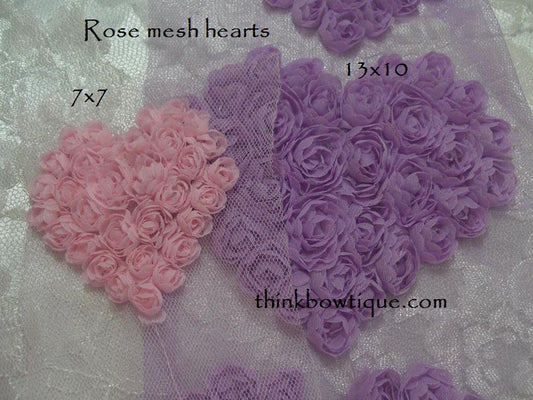 7cm x 7cm Rose mesh hearts small