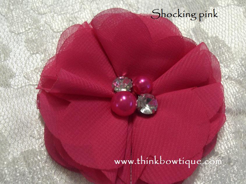 Tiffany chiffon rhinestone and pearl flower
