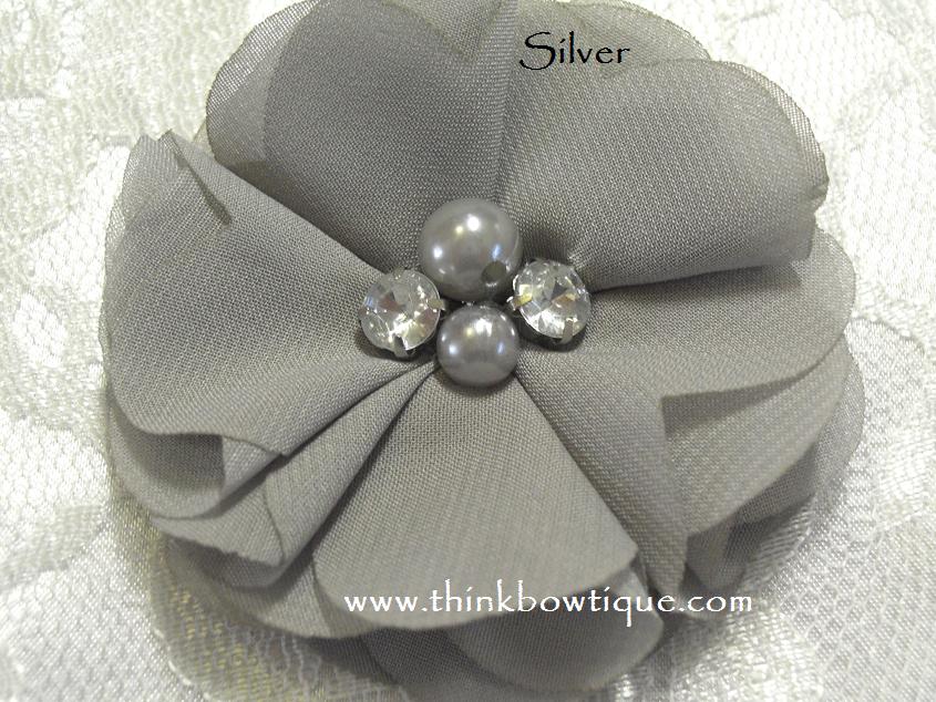 Tiffany chiffon rhinestone and pearl flower