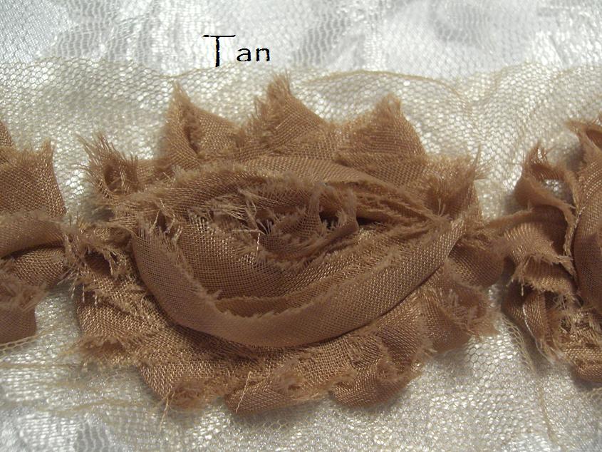 Tan shabby chiffon flowers Australia
