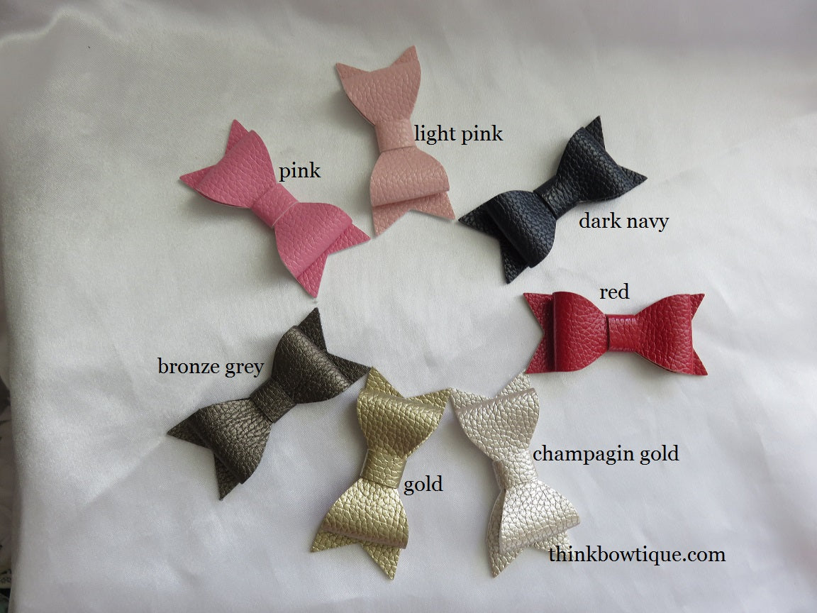 Faux Textured leather bows