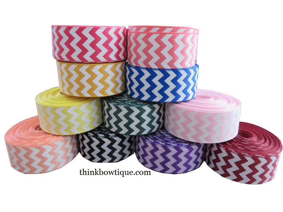 22mm - 7/8 chevron printed grosgrain ribbon 45 metres rolls