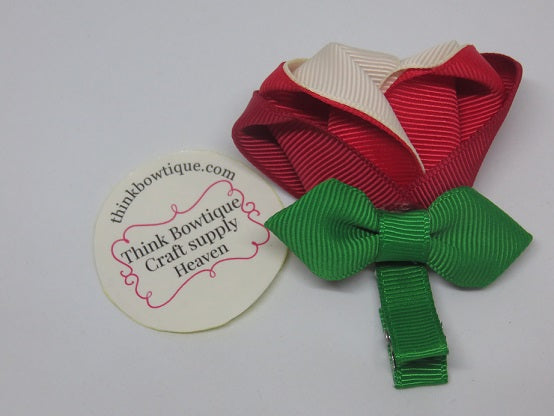 Make a rose ribbon hair clip