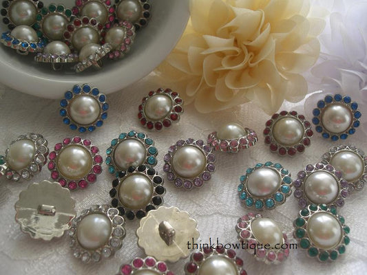 Rhinestone Buttons, Pearl Button, Clear Buttons, Acrylic Buttons, Plastic  Buttons, Round Buttons, Embellishment