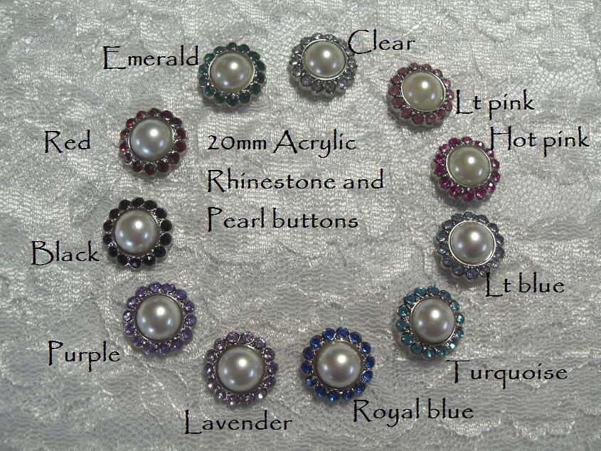 20mm Acrylic rhinestone and pearl buttons